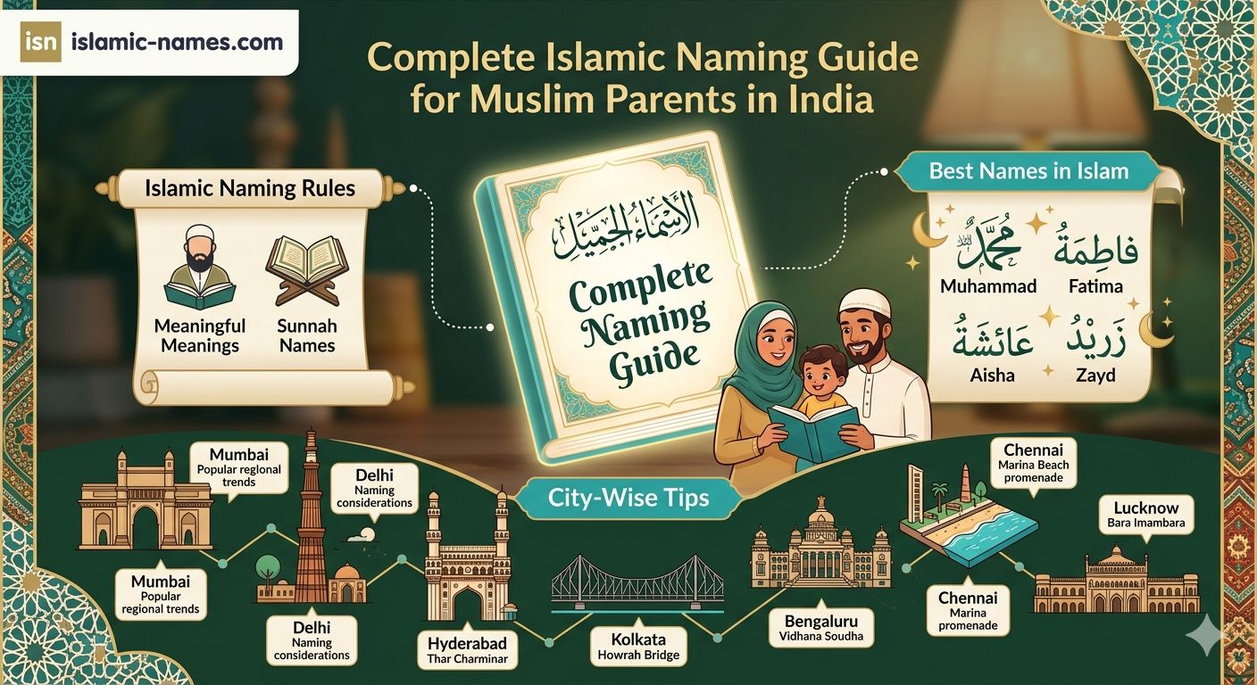 Complete Islamic naming guide for Muslim parents in India.