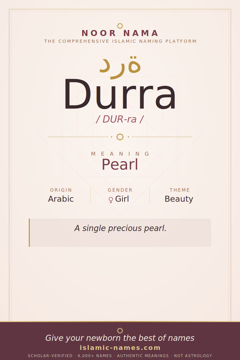 Durra name meaning — Pearl (Arabic)