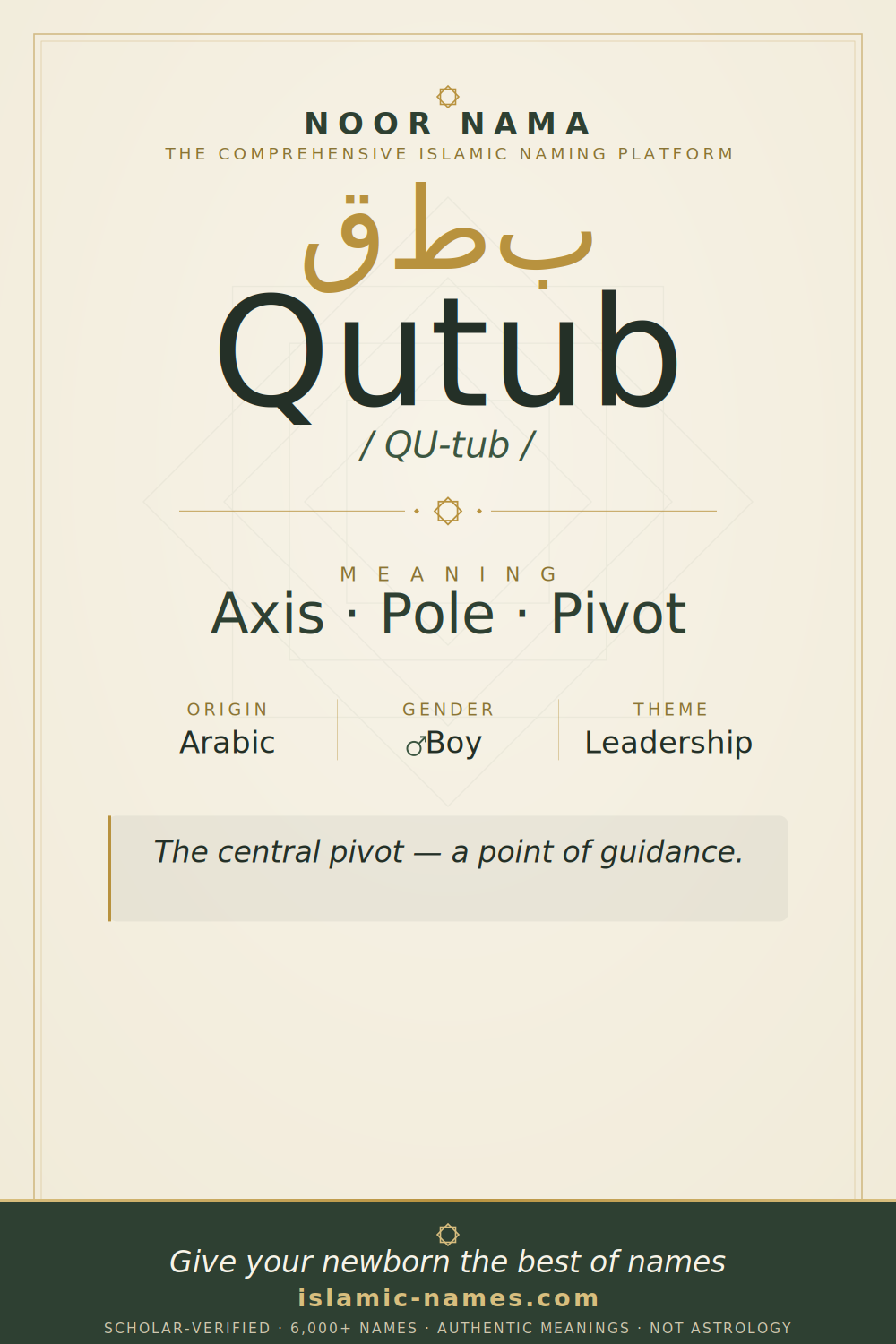 Qutub name meaning — Axis · Pole · Pivot (Arabic)