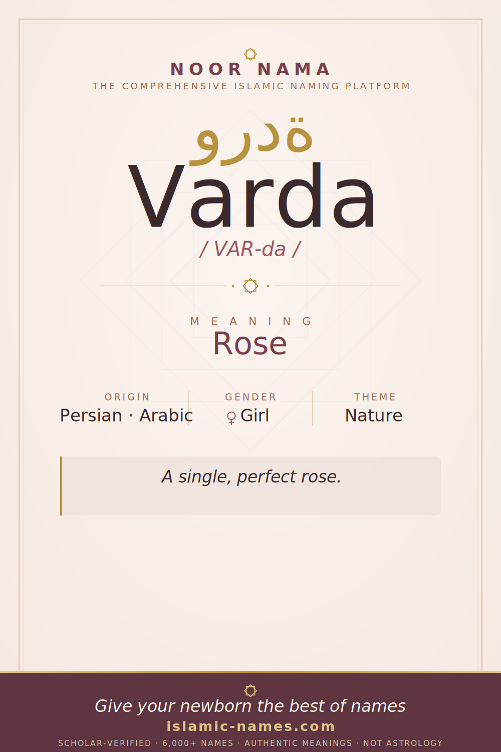 Varda name meaning — Rose (Persian · Arabic)