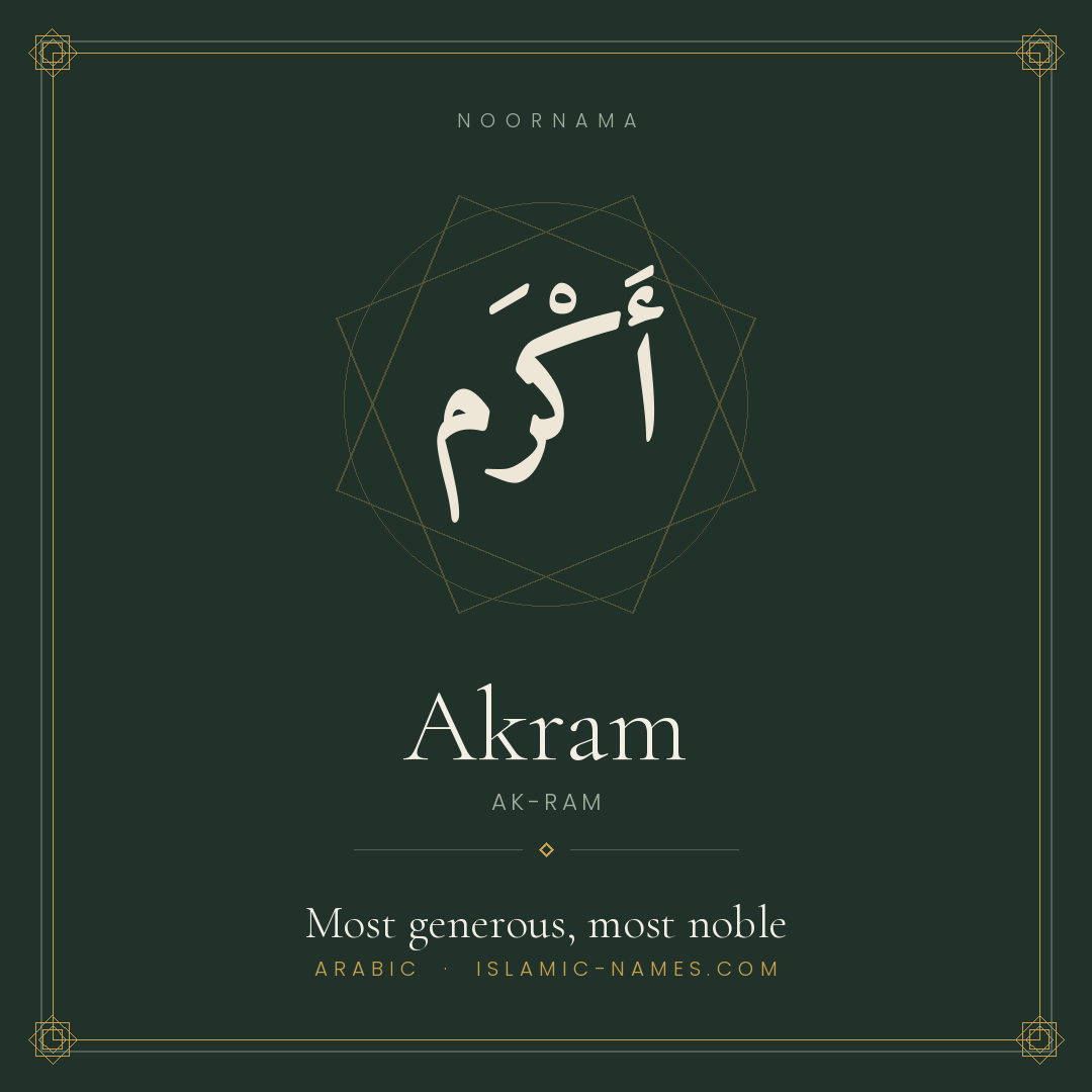 Akram — Islamic Muslim Baby Name, Meaning & Origin | NoorNama